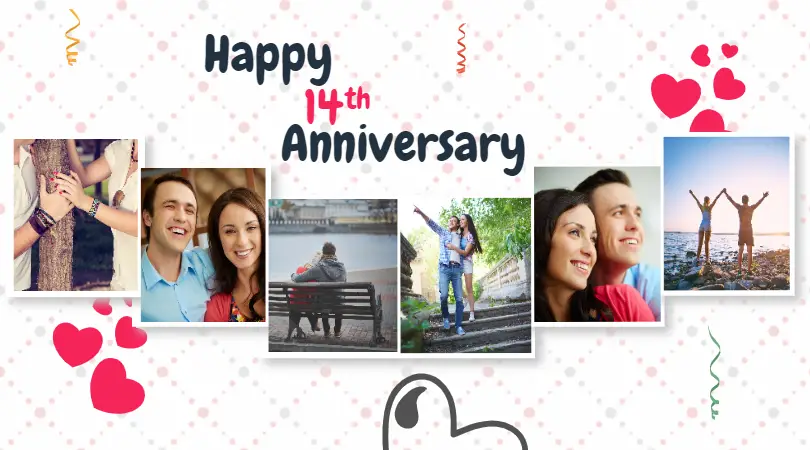 Pink Happy 14th Anniversary My Love 6 Photo Collage Wofox